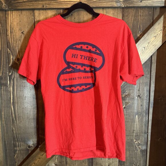 Chic Fil A I’m Here To Serve Catering T Shirt Red Branson Adult No Tag (Medium?) - Picture 1 of 8
